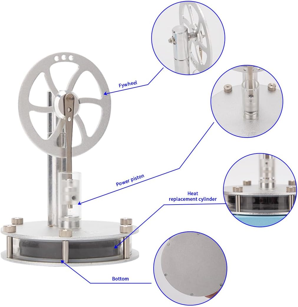 Low Temperature Stirling Engine, Magnetic Single-Linkage Hot Air Engine Mechanical Energy Conversion Model, DIY Assembly STEM Education Desktop Kit for Physics Science Demonstration