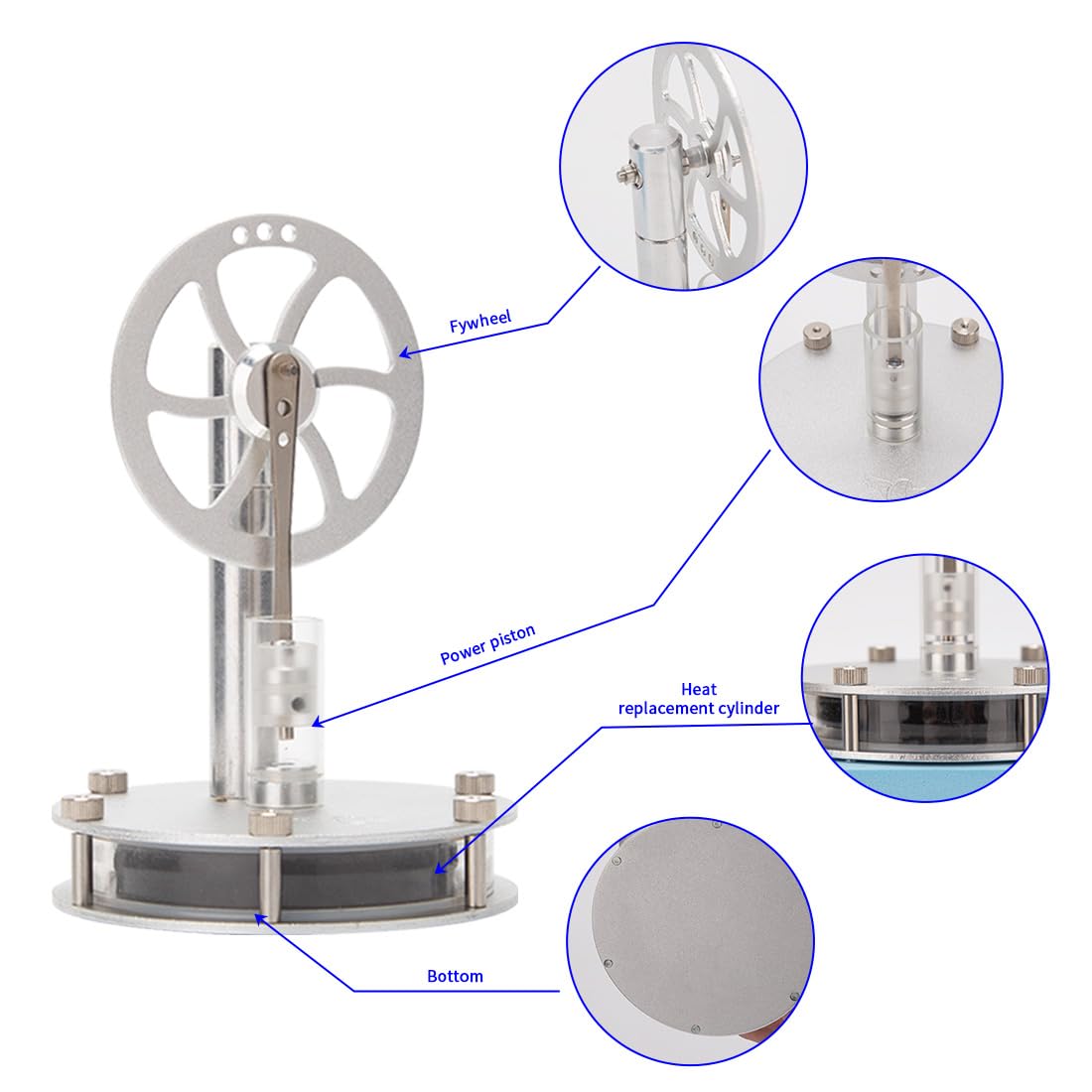 Stirling Engine Model Kit, Mini Engine Kit that Runs, Magnetic Single-Linkage Low-Temperature Stirling Engine Building Kit, Mechanical DIY Assembly LTD Engine Gift for Adults image 3