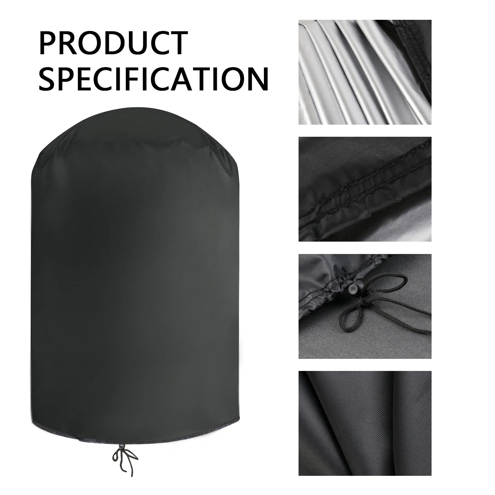 Fenghome Copertura Per Barbecue Rotonda Impermeabile - Tessuto Oxford 420D, 61x72 Cm, Con Cordoncino Regolabile E Custodia - Protezione Da Pioggia E UV