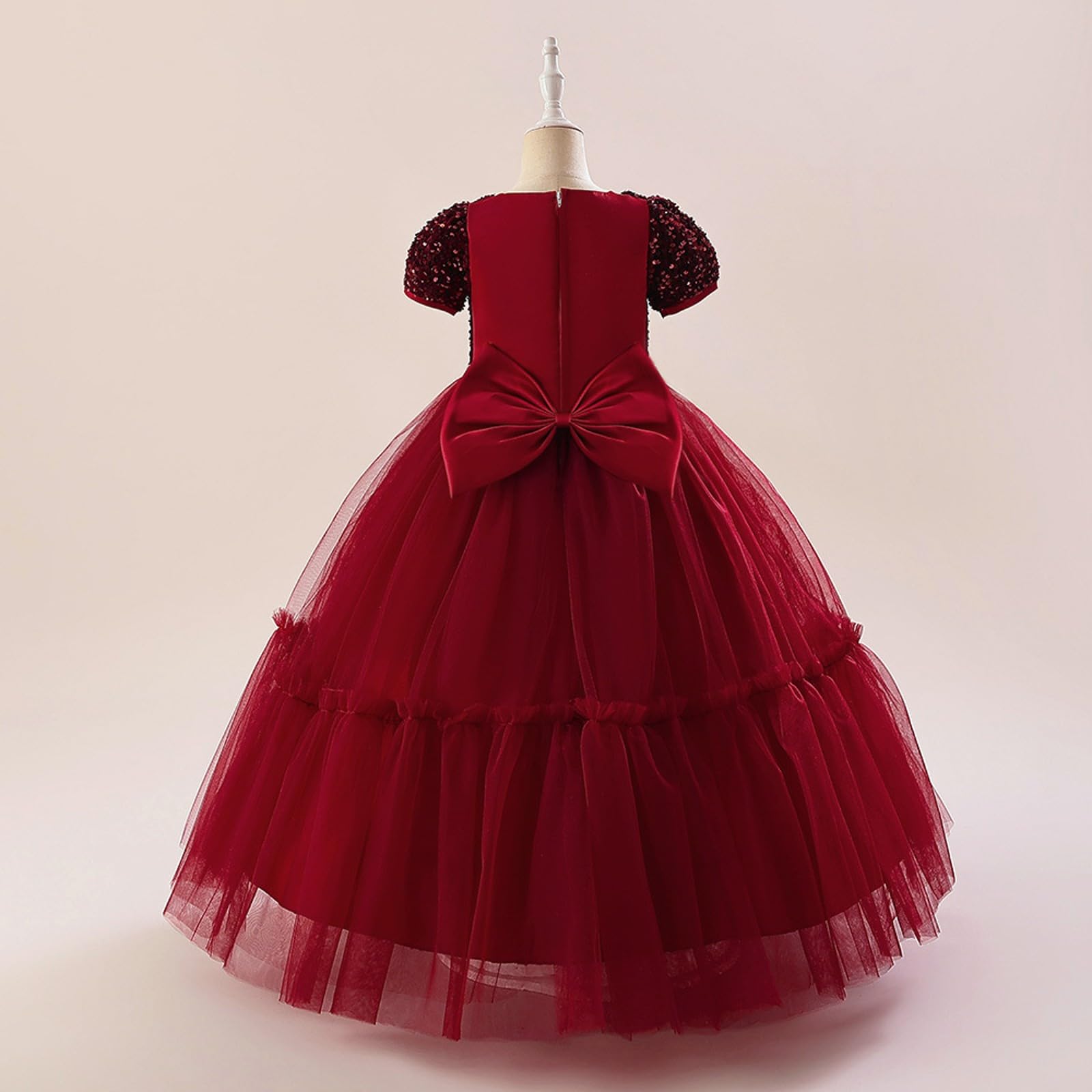 Elegant Pailletten Kleider Mädchen Festlich Tüllkleid Karneval Fasching Glitzer Cocktail Partykleider Mädchen Kurzarm V Ausschnitt Festival Freizeit Lässig Locker Bequeme
