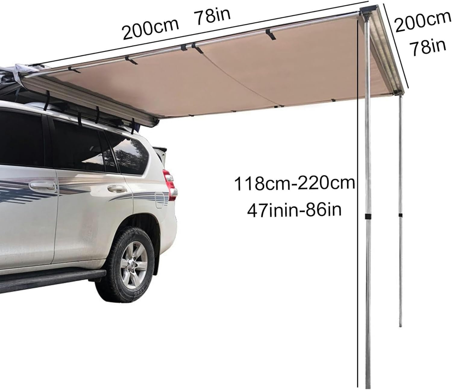AMNOOL Camper Awning, Removable Awning for Carriers, Weather Resistant Retractable Lateral