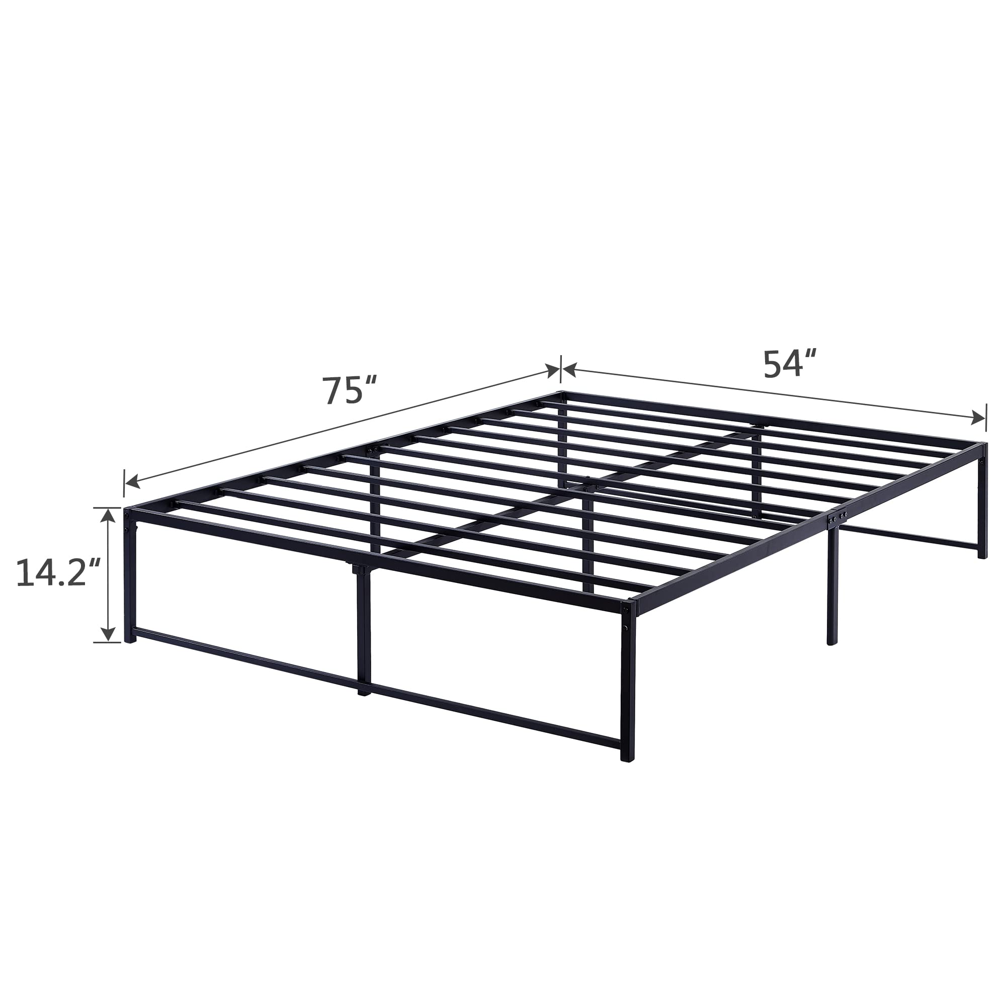 VECELO Platform Bed Frame/No Box Spring Needed/Mattress Foundation/Steel Slat Support Black (Full)