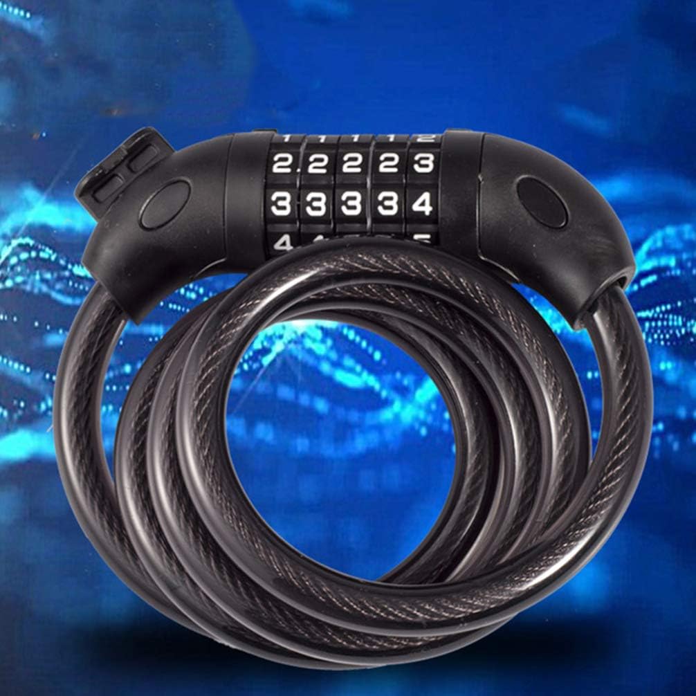 Garneck 1pc Combination -Theft Steel Wire Bike Lock Spiral Cable Lock for Motorcycles and Tools Black Random Color