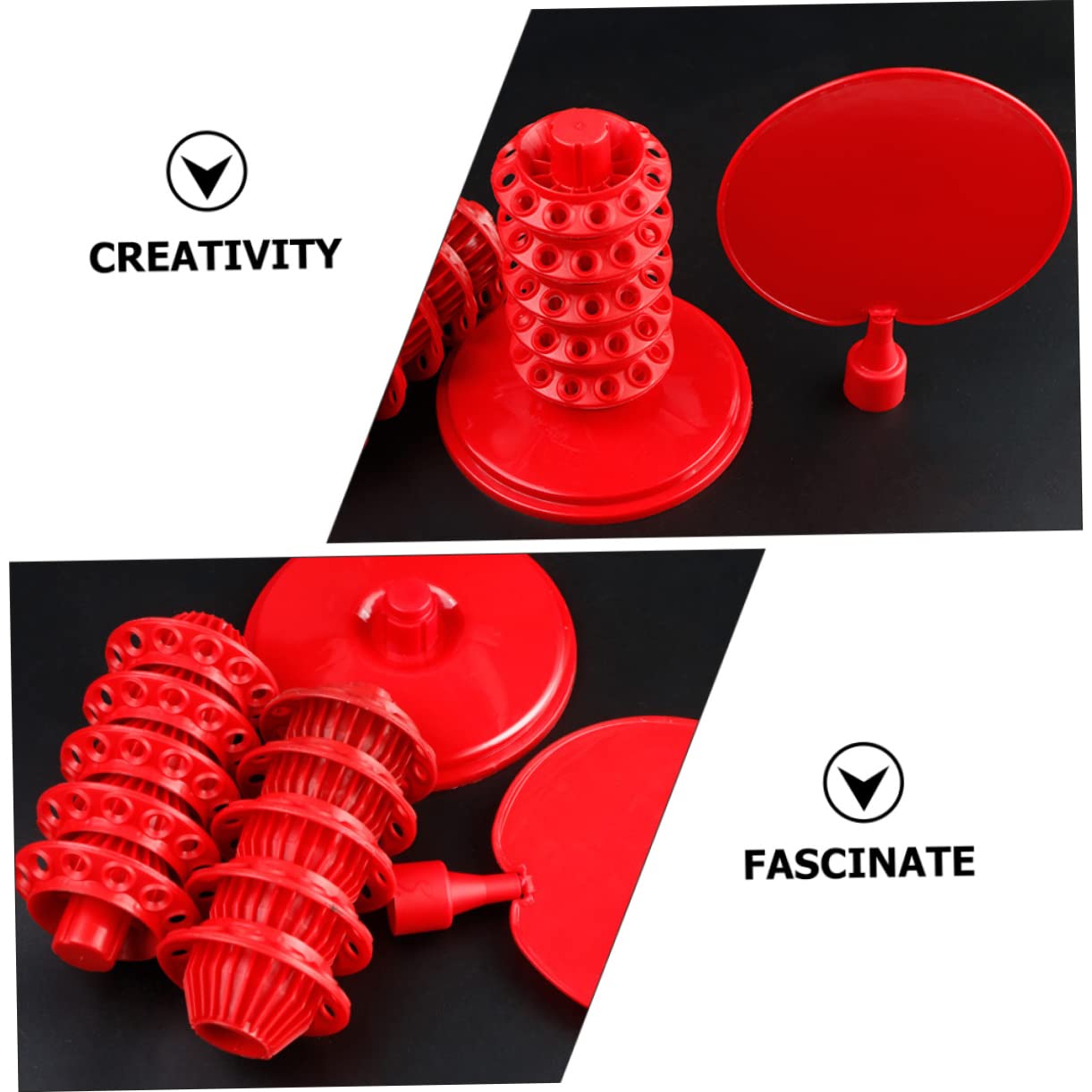 Expositor de Mesa para Piruletas Ajustable, 2 Piezas, Plástico Rojo