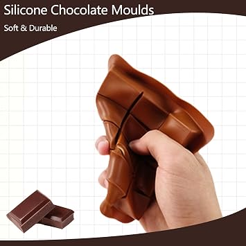 2PCS Chocolate Moulds with Spatula, Silicone Chocolate Bar Moulds for Healthy Homemade Treats, Reusable Chocolate Bar Mold for DIY Baking, Easy Demoulding (8 Grid 3 Section)
