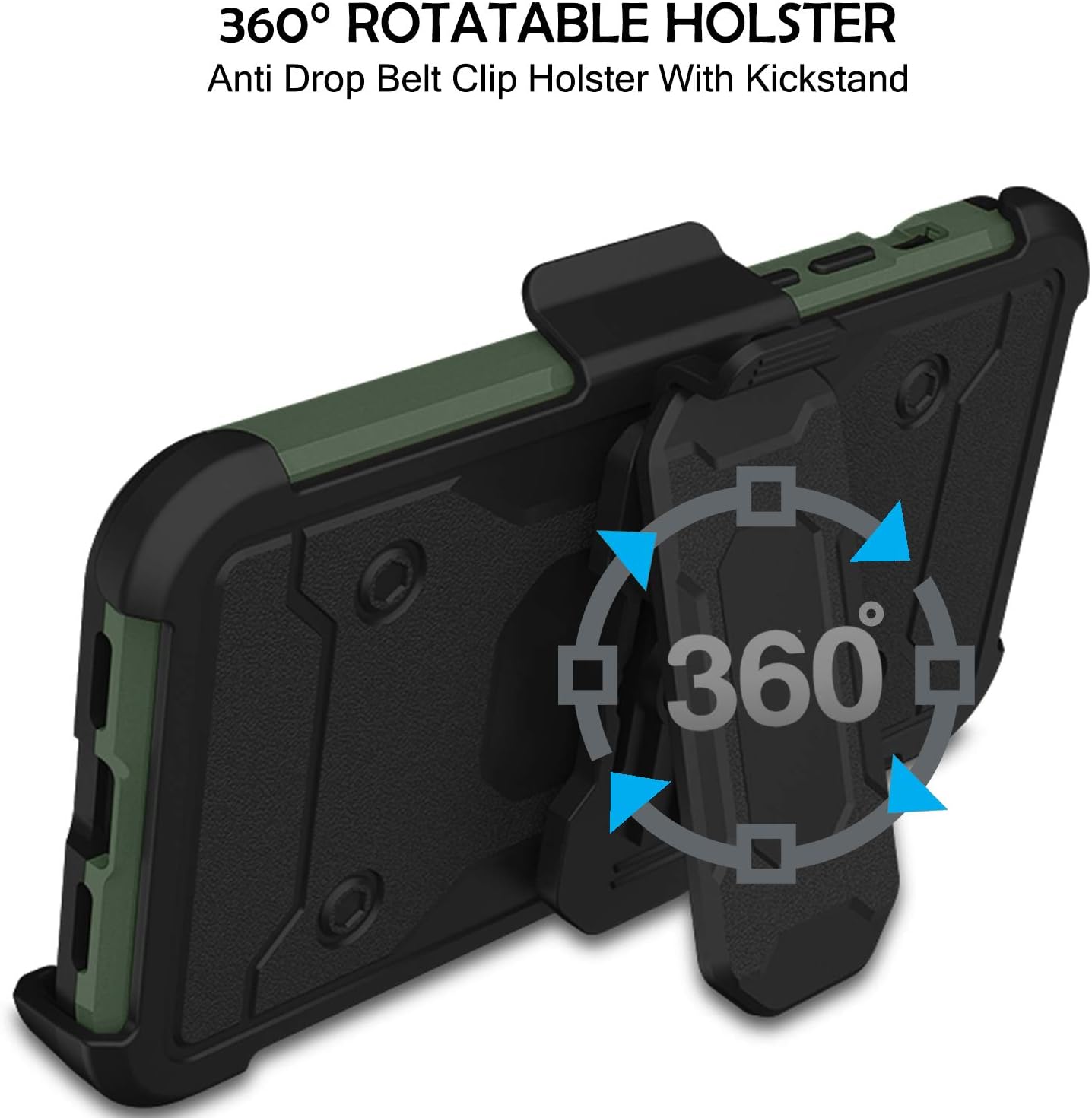 DuraSafe Cases for iPhone 12 iPhone 12 PRO 6.1" 2020 A2172 A2402 A2341 A2406 A2404 A2403 A2408 A2407 Heavy Duty Military Print Belt Clip Rugged Cover - Military Green(with Holster)