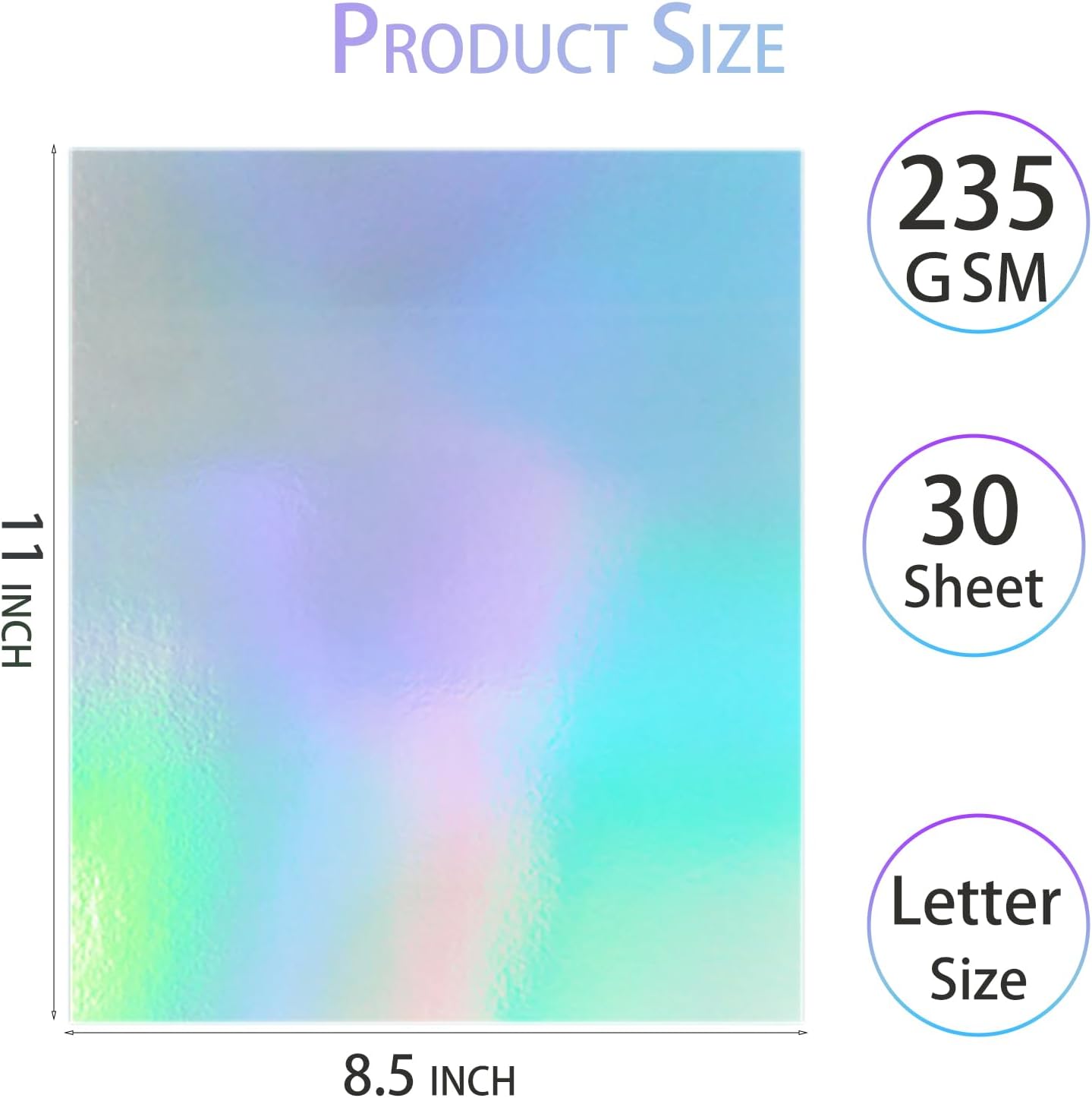 30 Sheets Holographic Cardstock, 8.5" x 11" Shiny Iridescent Mirror Paper Thick Card Stock Paper for Crafts, Card Making, Party Decoration, Scrapbook Supplies