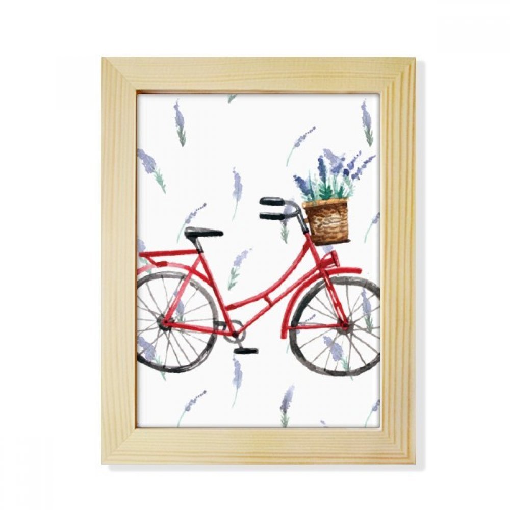Marco de madera para fotos 6x8 pulgadas pintura acuarela bicicleta lavanda para mesa