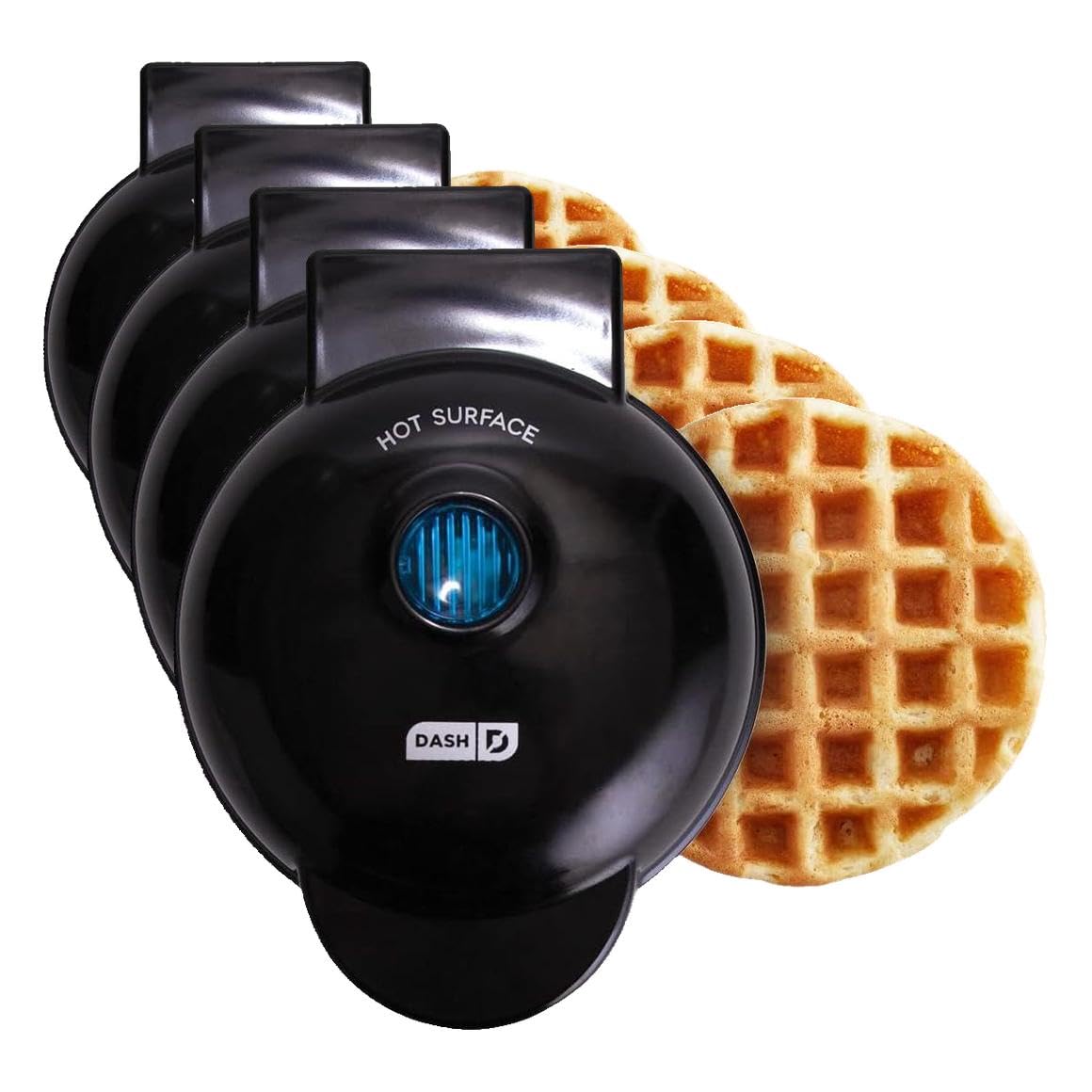 DASH Mini Maker Waffle Maker + Griddle, 8-Pack Griddle + Waffle Iron - Black