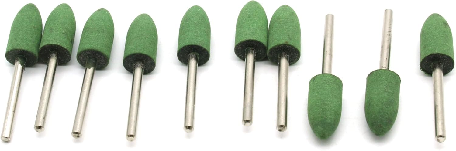 TMAX 10 pc 10 mm (3/8 Inch) Bullet Rubber Rotary Tool Polishing Burr with 3 mm (1/8 Inch) Shank for Dremel Rotary Tools