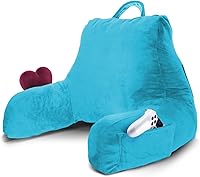 Vista 14 de Nestl - Almohada de lectura con espuma viscoelástica triturada, diseñada para sentarse en la cama y el sofá, con soporte ajustable para la espalda