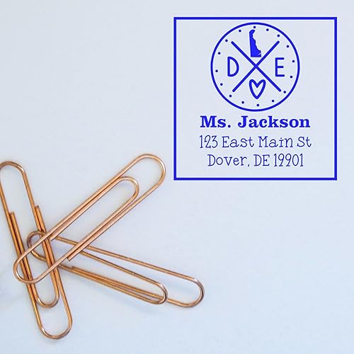 Miniatura 111 de Texas State Love - Sello de dirección cuadrado, uso con almohadilla de sellos, sello de correo de Texas, tamaño 1-5/8 pulgadas Manija