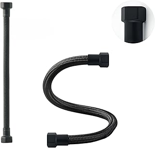 DVGW - Manguera flexible de color negro y blanco, 3/8 pulgadas hasta 1/2 pulgadas en ambos lados en estilos seleccionables (1/2 pulgadas, negro mate, 30 cm)