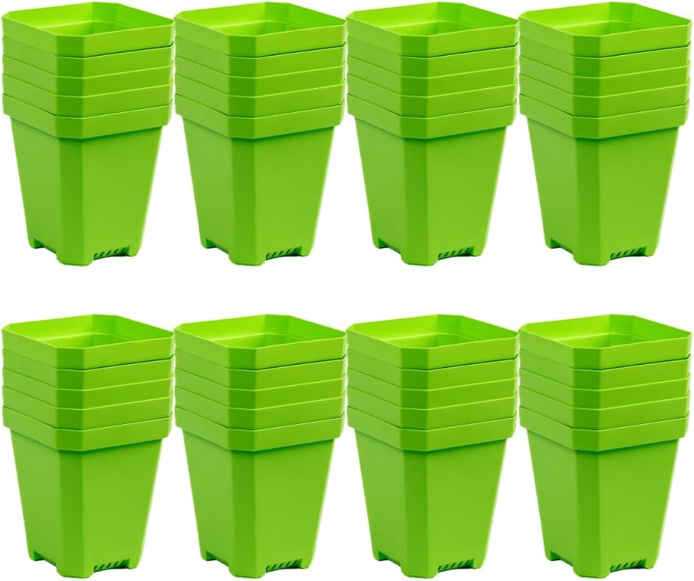 Bootstrap Farmer 8 pc Orange Heavy Duty Square 5 in Nursery Pots for Seed Starting Flowers Germination with Drainage Holes