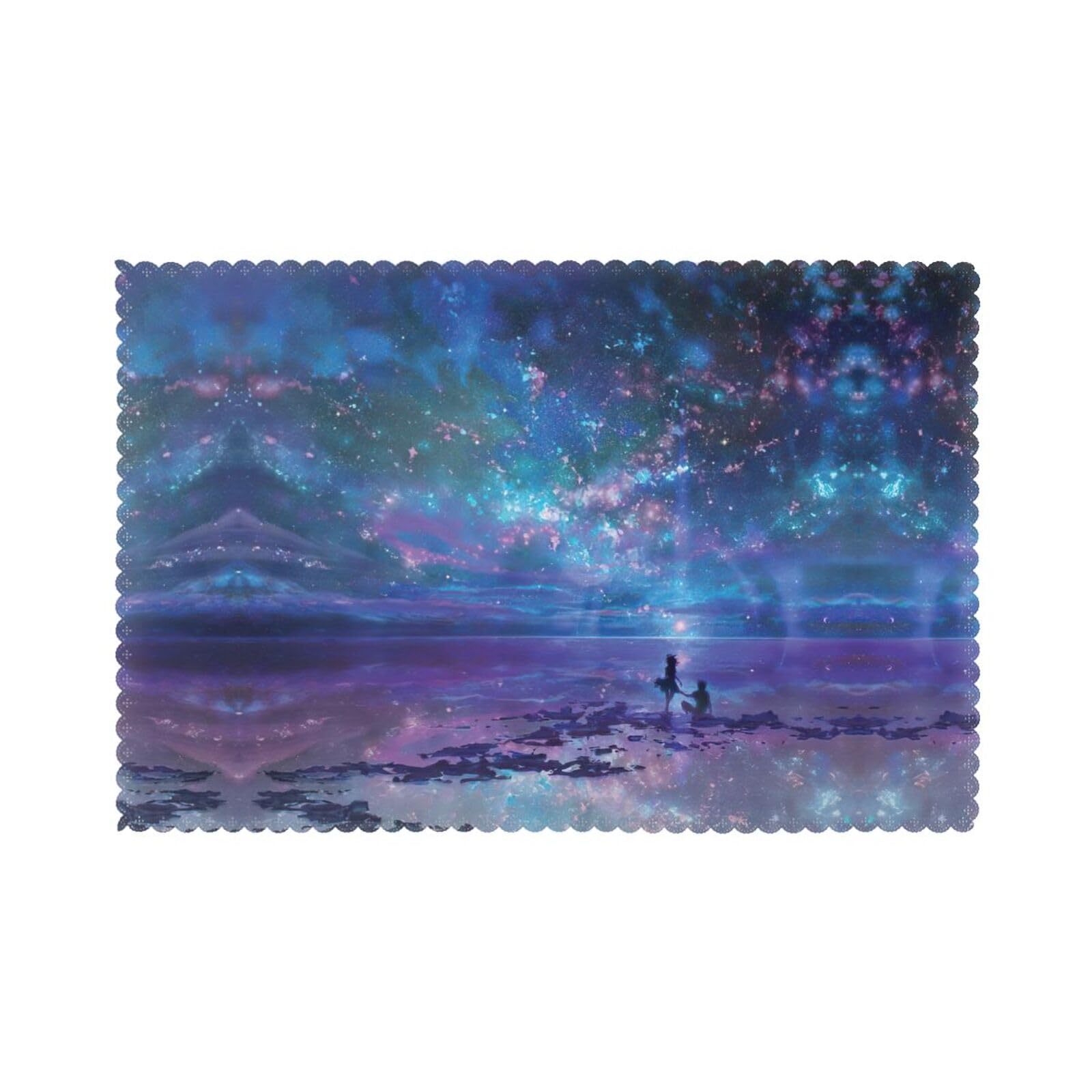 Night Sky Print Placemats Set Of 6, 12x18 Inch Polyester Washable Heat Resistant Kitchen Dining Table Mats