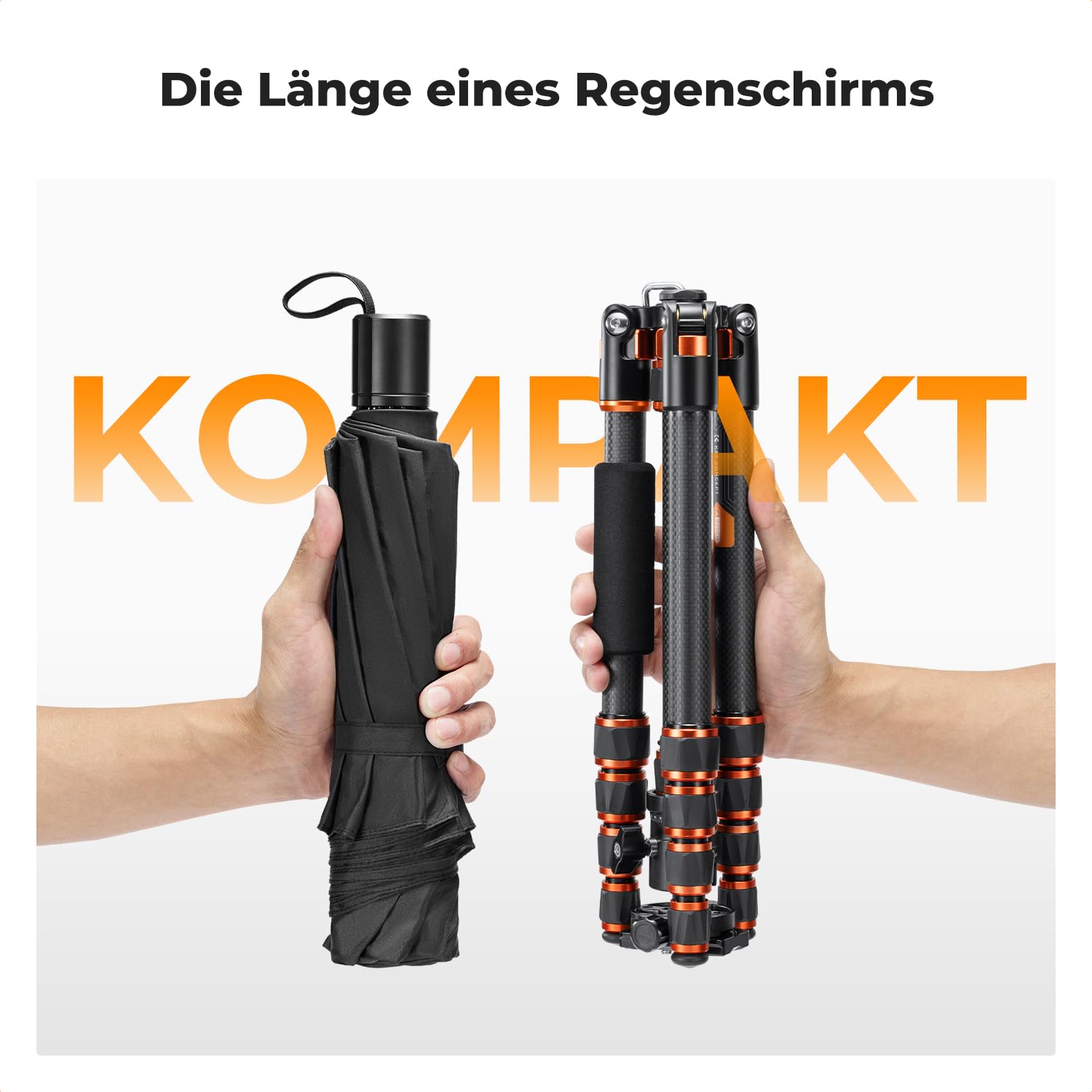 K&F CONCEPT 152cm Carbon Stativ, Leichtes Tripod, Flexibles Kamera Stativ mit 360° Kugelkopf, 1/4'' Gewinde, Tragtasche für DSLR Camera A225C0+BH-25L