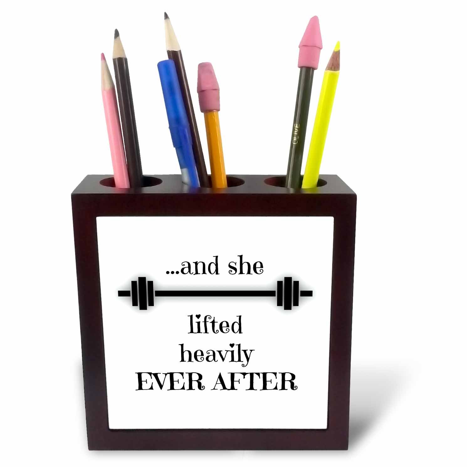 3dRose ph_252212_1 5-Inch "and She Lifted Heavily Ever After" Tile Pen Holder