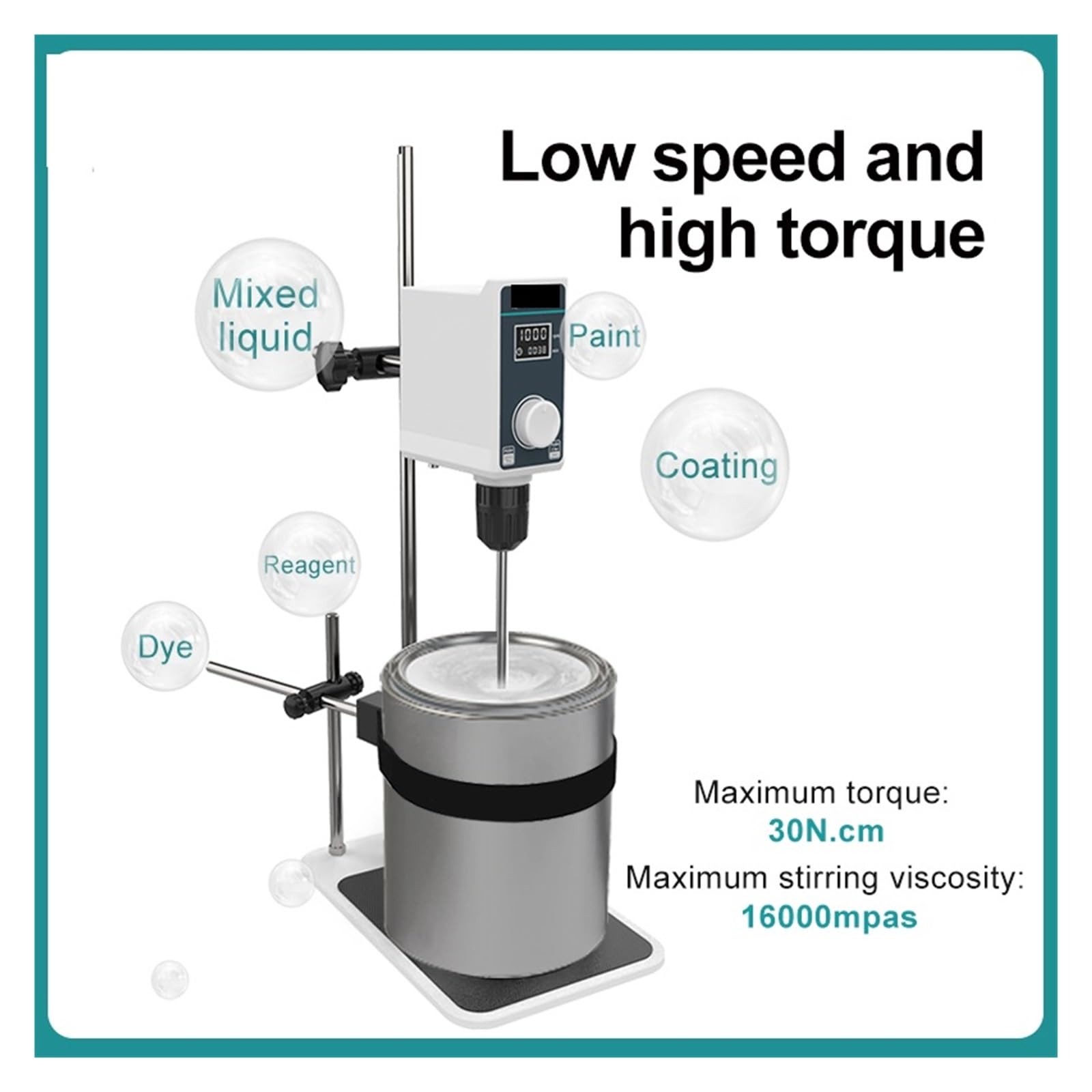 Viskosimeter, Flüssigkeitsmischer, elektrischer Laborrührer mit Digitalanzeige, höhenverstellbare Laborausrüstung, 20 l, 2000 U/min(OS-15(Without Stand),EU plug)