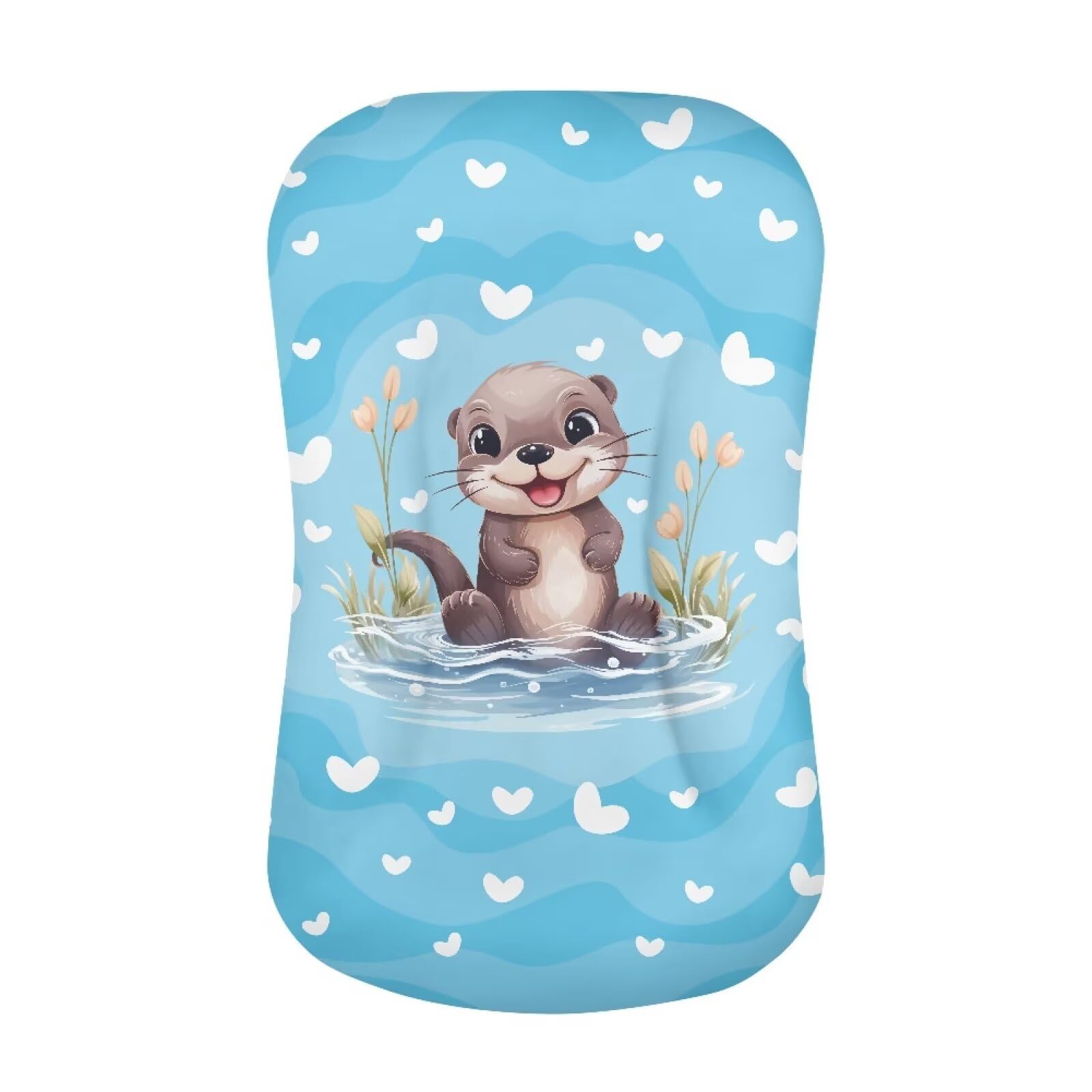 Blue Baby Lounger Cover Cute Sea Otter Print Snuggle Me Lounger Cover for Boy Girl Newborn Infant Nest Sleeper Washable