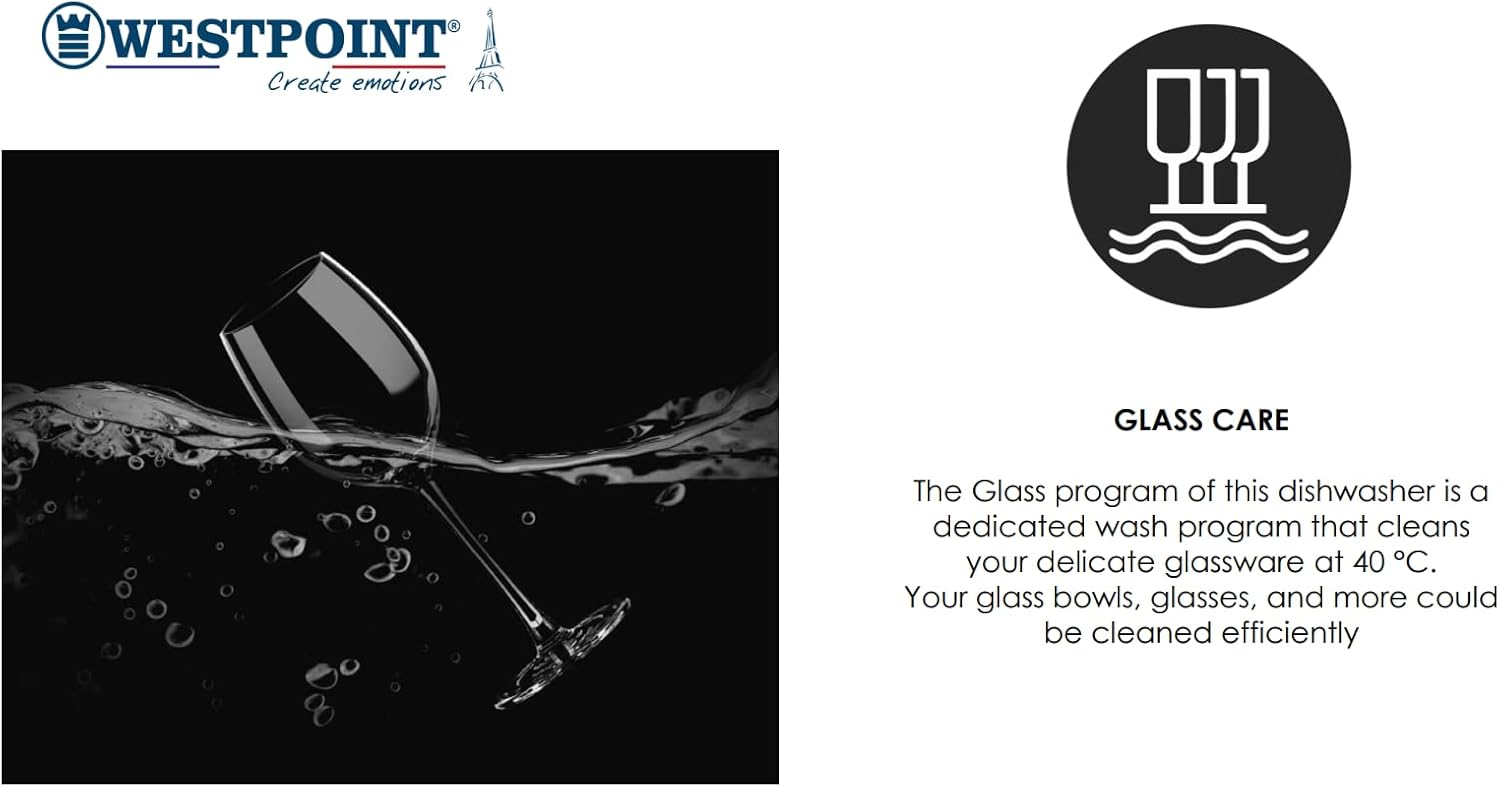 Illustration of glass care program with a wine glass in water