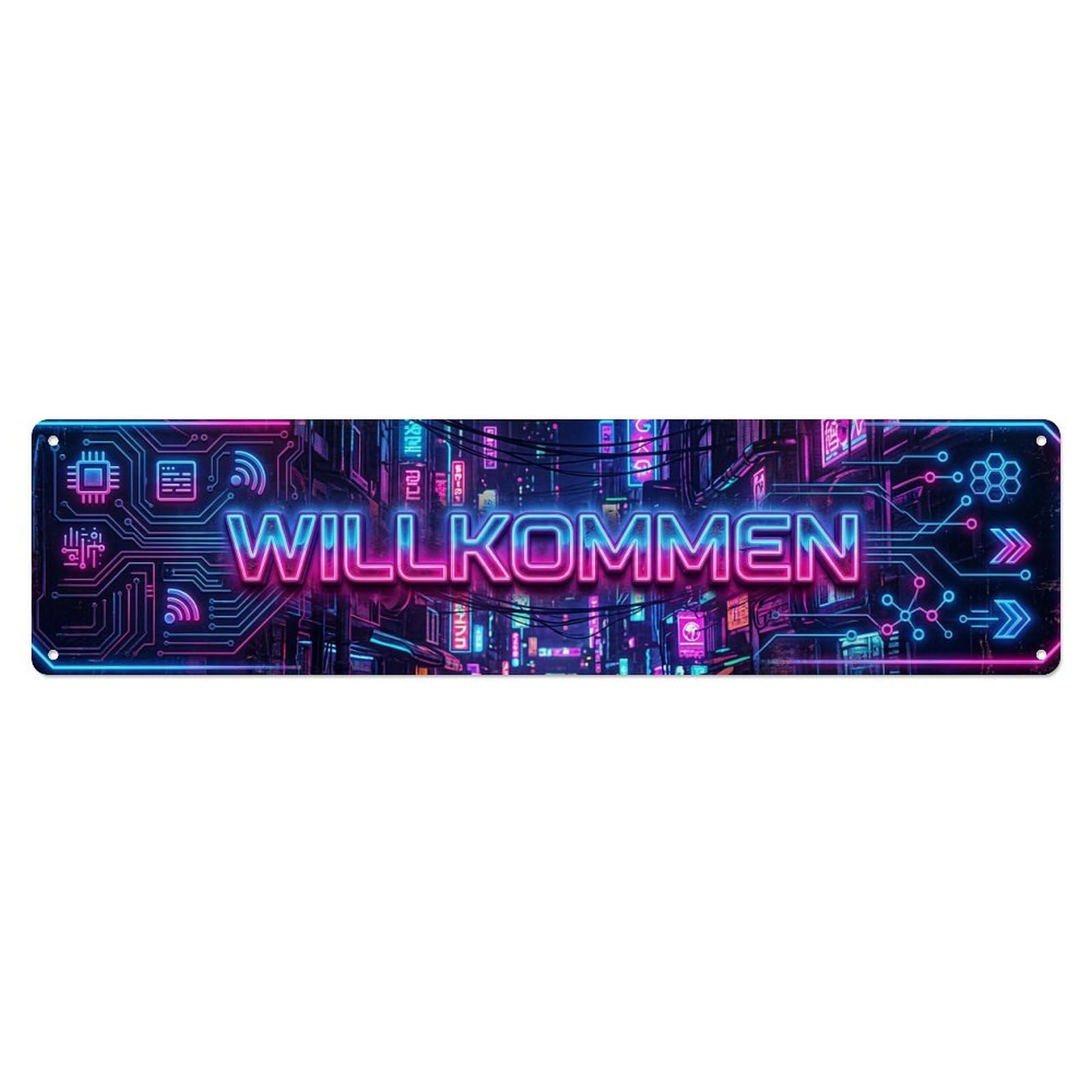 Neon Urban Night Welcome Metal Tin Sign
