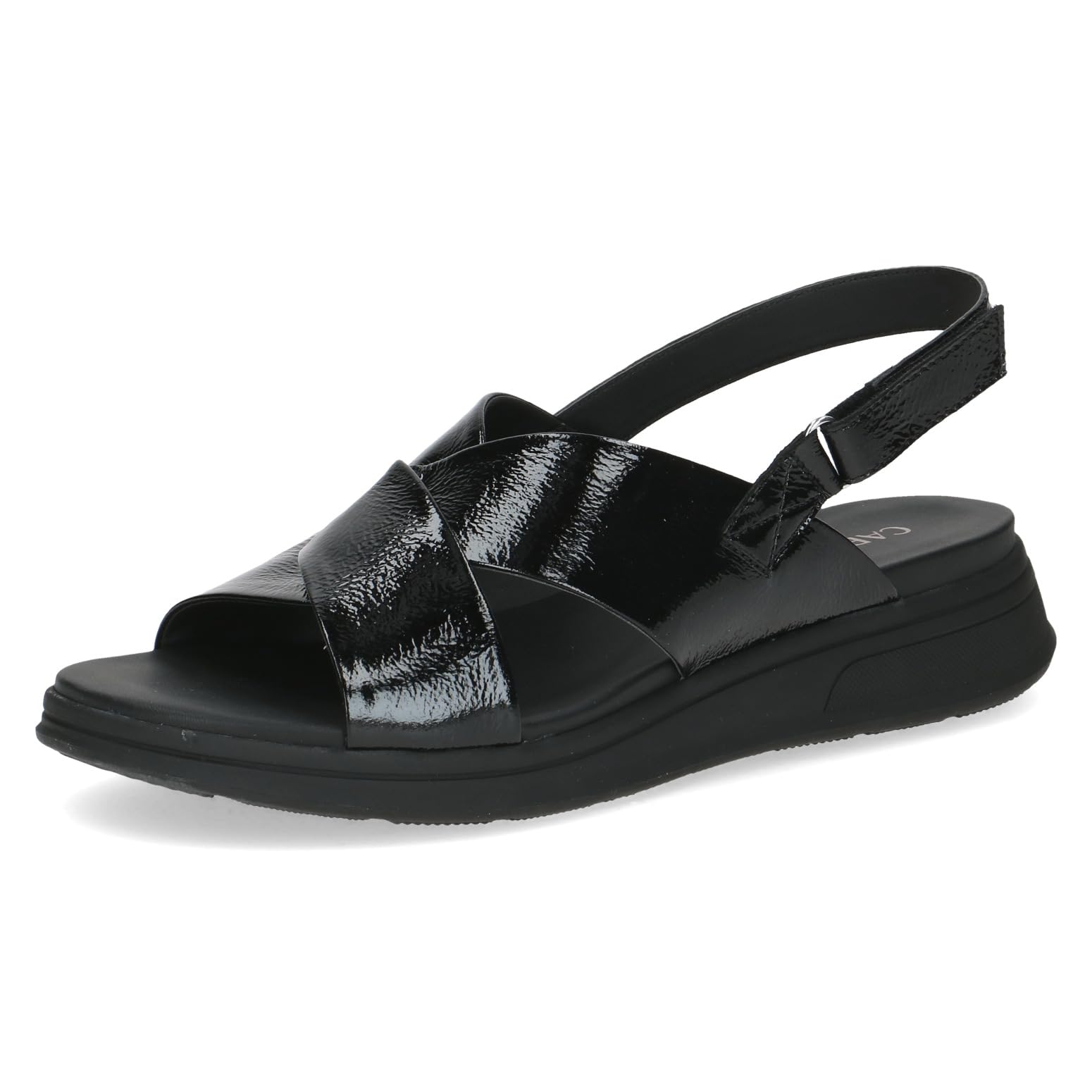 CAPRICE Women's Damen 9-28700-46 Flat Sandal, Black Naplak, 7.5 UK