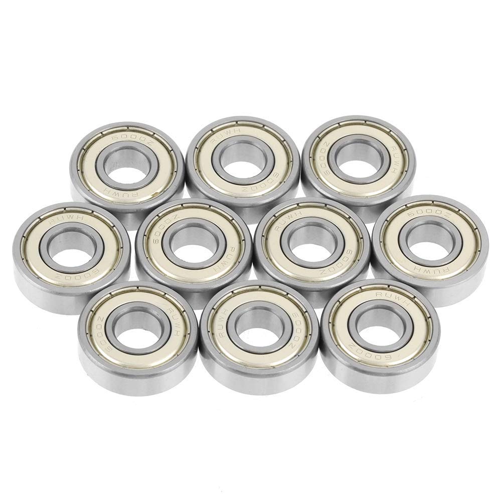 Hilitand Default 10Pcs 6000Zz Metal Sealed Deep Groove Steel Ball Bearing 10X26x8mm