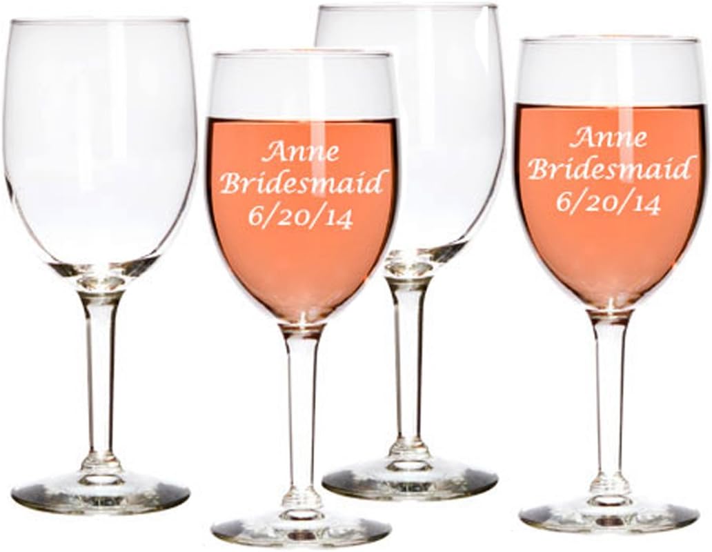 Gifts Infinity® Personalized Wine Glasses – Set of 4, 10 oz – Custom Engraved Glassware for Weddings, Anniversaries, Housewarming & Gifts