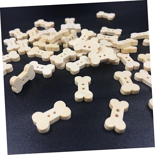 Miniatura 3 de 100 botones de madera con forma de hueso de perro, 2 botones de madera de 0.9 in con 2 agujeros, botones decorativos sin terminar, hebilla de madera