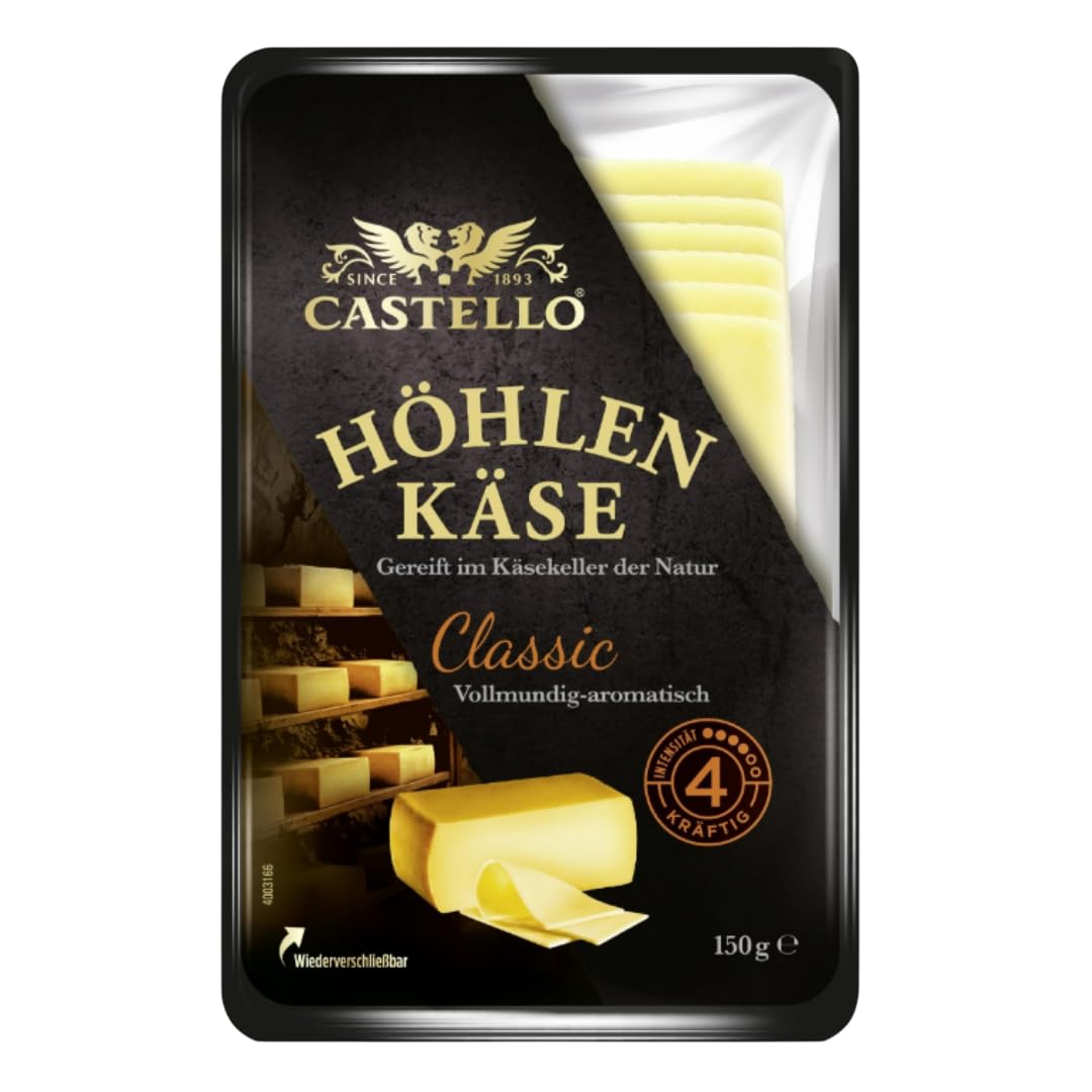 Casstelloo Käse Höhlenkäse Classic Scheibenkäse Käse 150 Gramm, 4er