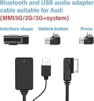 Vista 4 de Adaptador Bluetooth 5.0 Receptor de audio para Audi, AMI MMI Bluetooth Kits de coche Cable de interfaz de música, adaptador de cable de interfaz