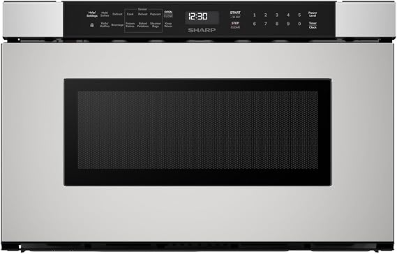 SHARP SMD2440JS Microwave Drawer Oven, 24-inch, 1.2 Cubic Feet, 950 Watt, Angled Touch Control Panel, Stainless Steel