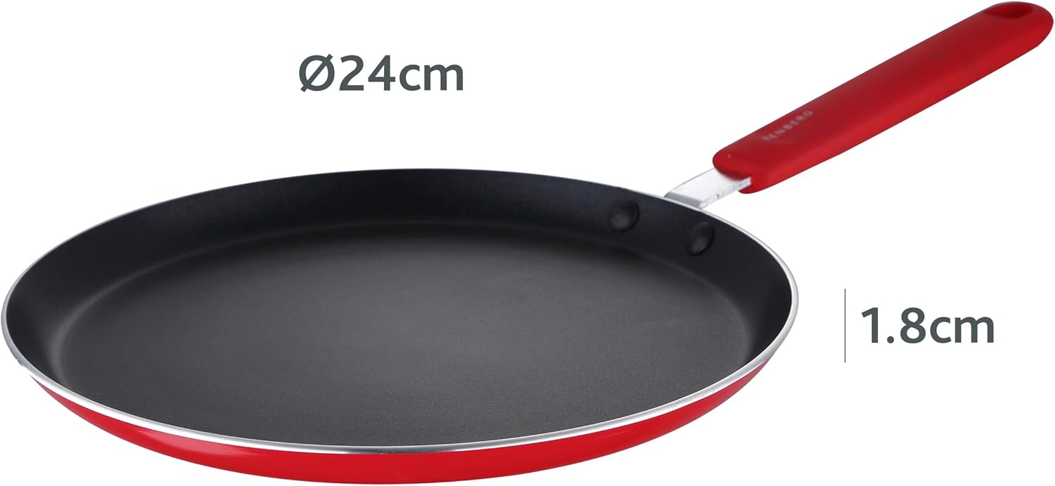 Renberg Pancake pan 24x1.8cm pressed aluminum, induction, red Jazzy