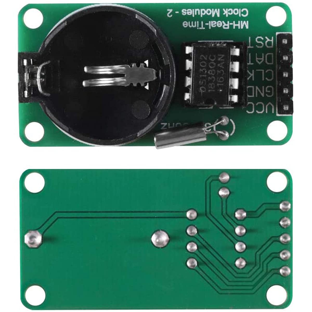5 piezas DS1302 Módulo de reloj en tiempo real Desarrollo de alta precisión Verde con cable Dupont macho y hembra para Arduino AVR ARM