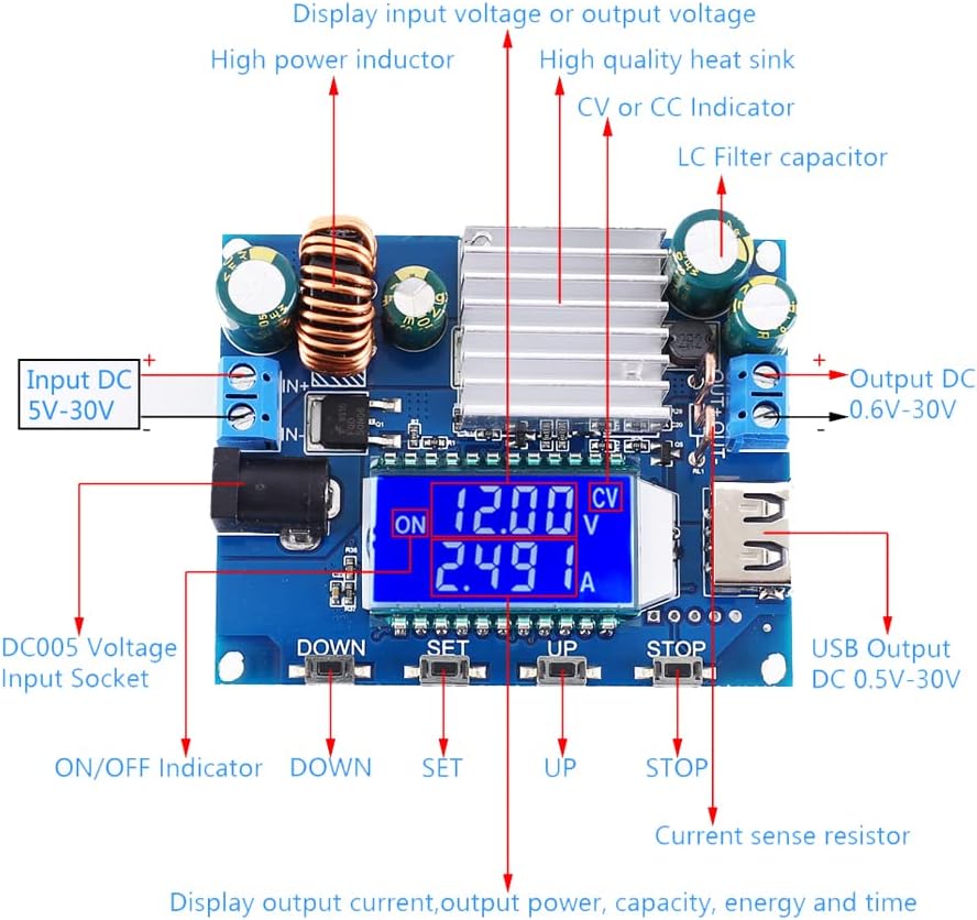 Labeled diagram of the XY-SK35L module components and connections.