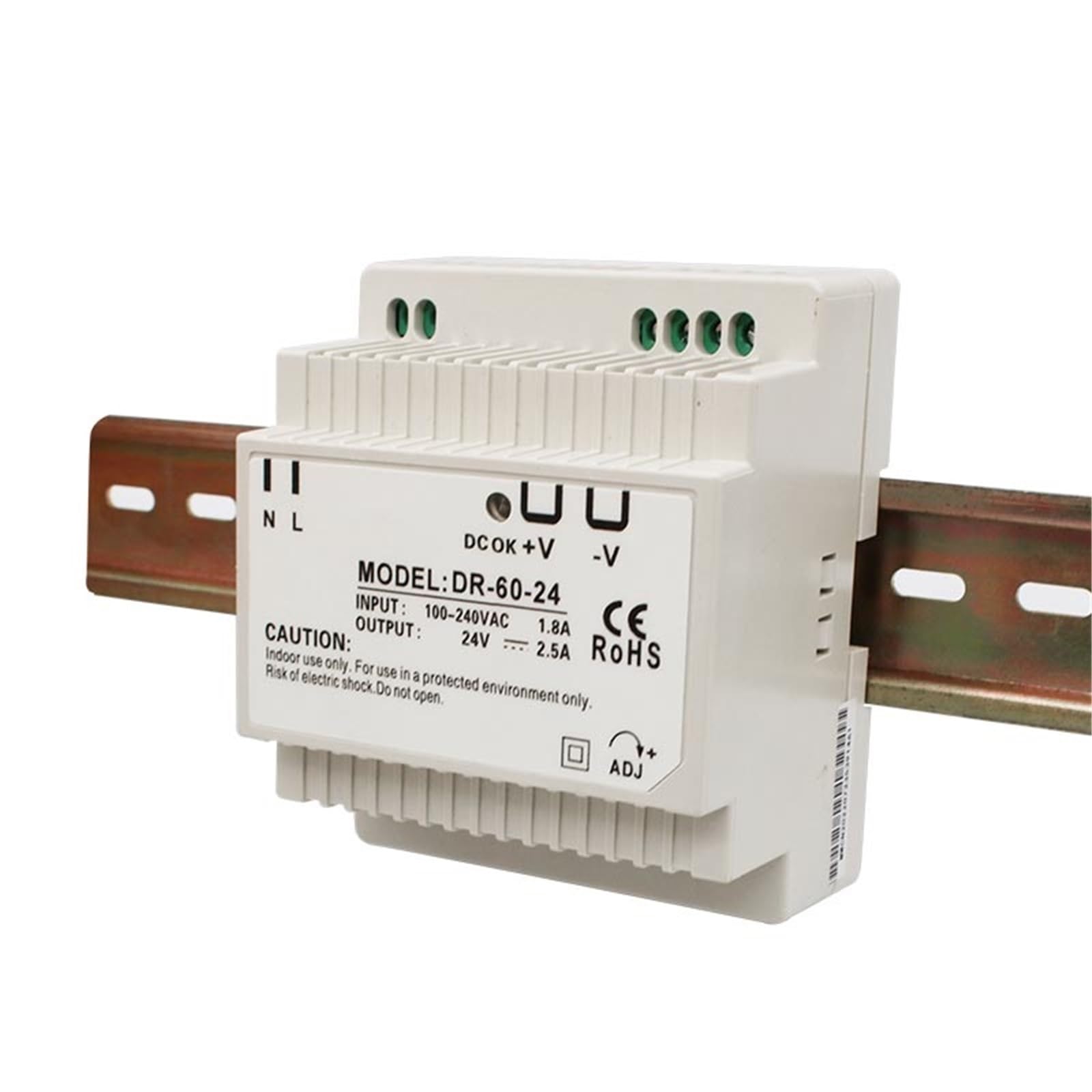 Alimentatore switching di piccolo volume tipo Rail da 60 W, 5 V, 12 V, 15 V, 24 V, serie DR-60, tensione di uscita 2,5 A, 4 A, 5 A, 6,5 A(DR-60-24V 2.5A)