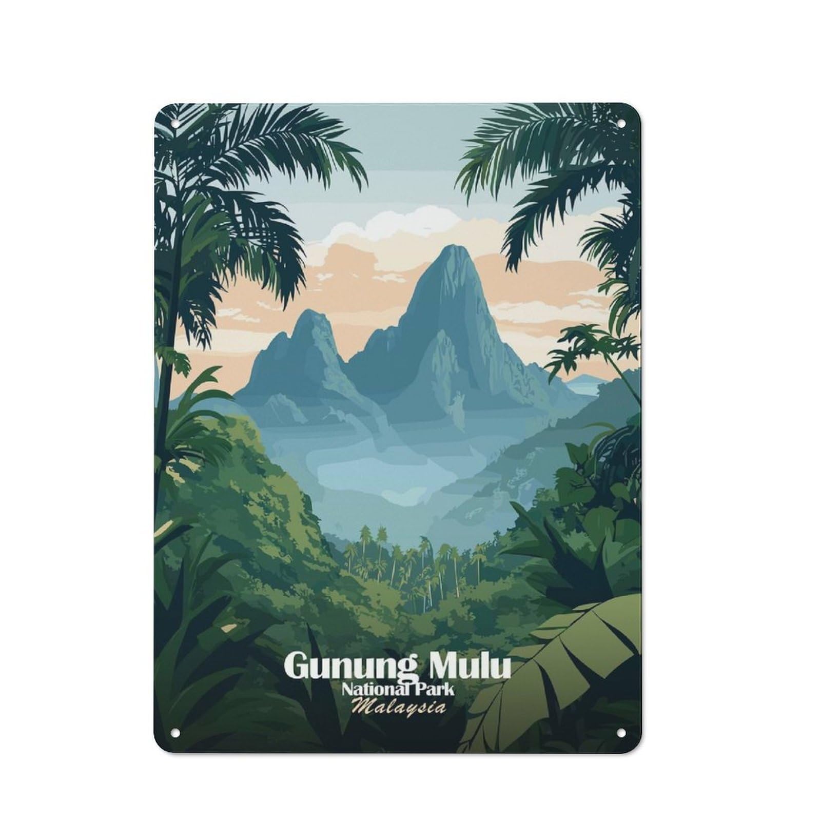 Junmoney Style-10 Loft Style Metal Wall Art Sign 40X30cm Featuring Gunung Mulu National Park, Urban Room Decor For Loft, Studio, Office Or Creative Room