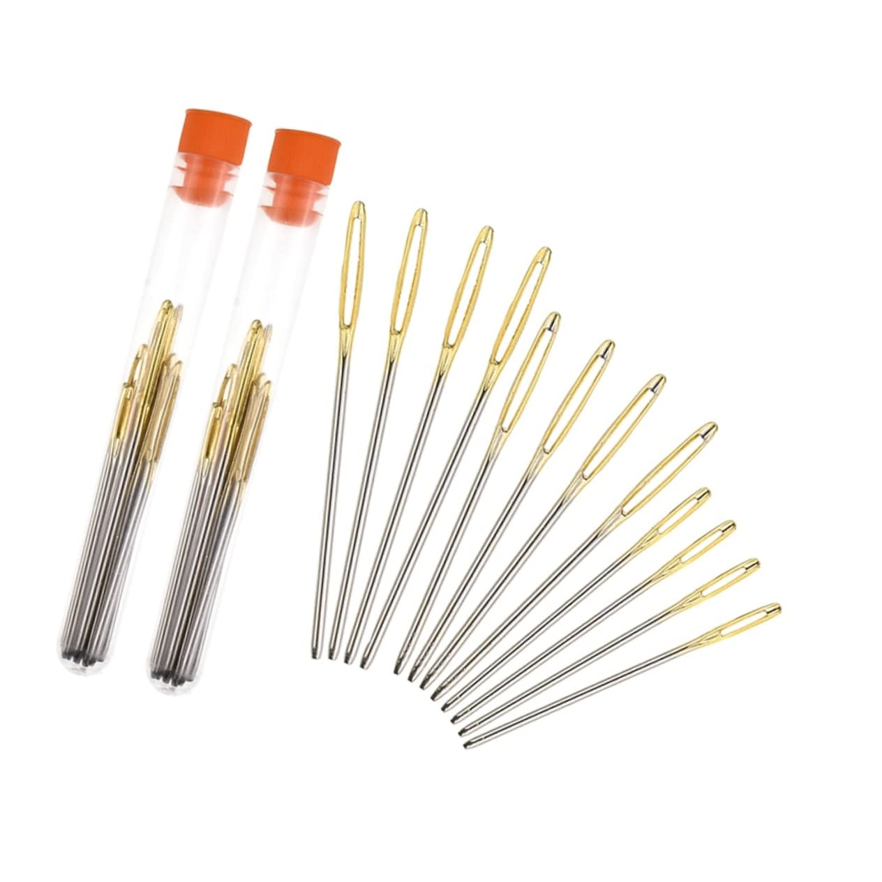 ULDIGI 2 Sets of Stainless Steel Large Hole Needles for Sewing Knitting Weaving Tools with Storage Bottle