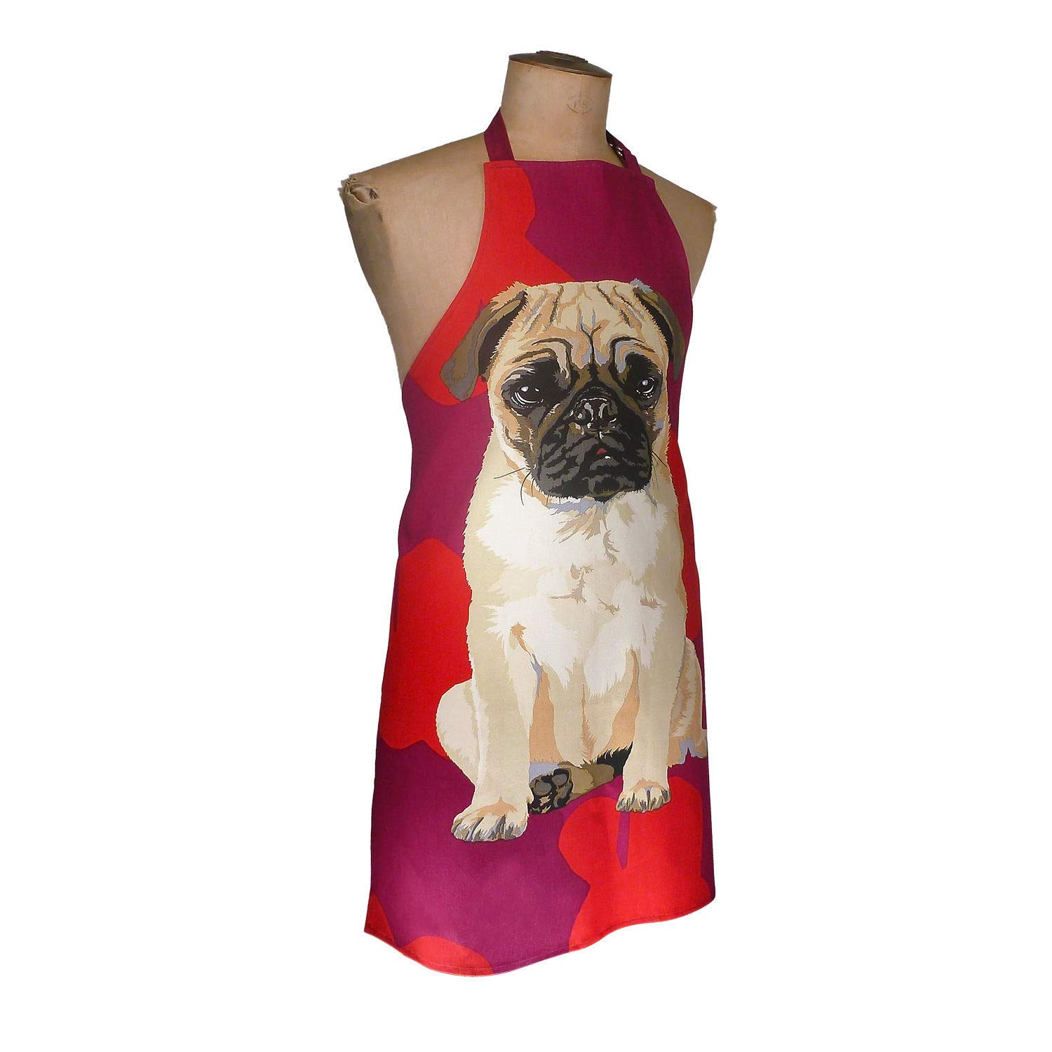 Leslie Gerry Red Pug Dog Apron