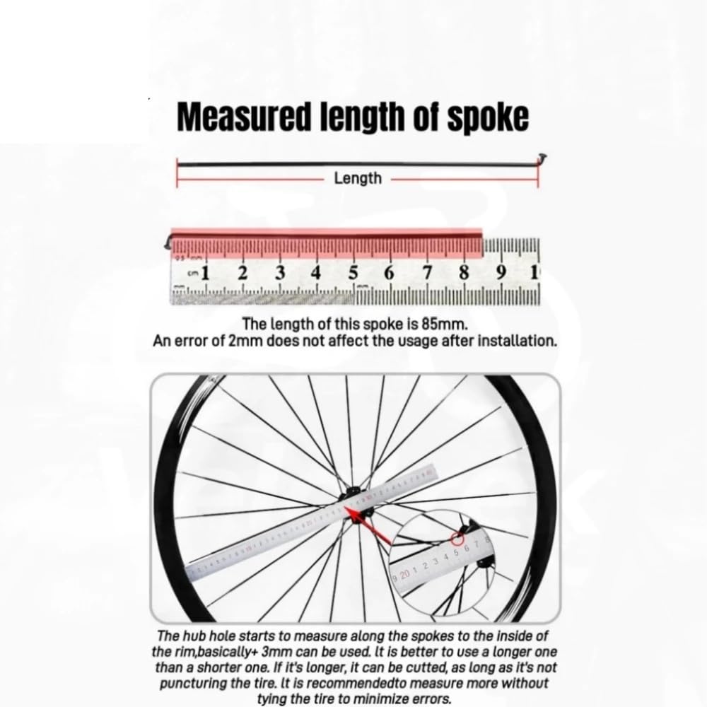 Generico Raggi for Bicicletta da 32 Pezzi Ruota for Bici Diametro in Acciaio 14G Raggio J-Bend Nero