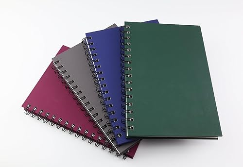 Miniatura 6 de Cuaderno en espiral, paquete de 4 cuadernos en espiral de tapa dura A5, 5.7 x 8.5 pulgadas, 160 páginas, papel de 3.53 oz/m², diarios con rayas