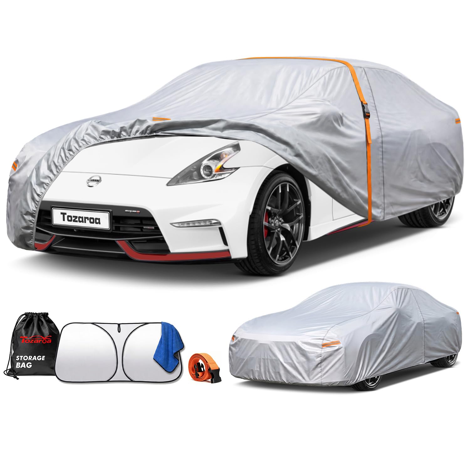 Car Cover Waterproof All-Weather,Heavy-Duty Outdoor Full Exterior Automobiles Sedan/Coupe (Length 186-193 inch) with Windshield Sun Shade Universal Fit Ford Mustang,Chevy Camaro/Corvette etc — view 10