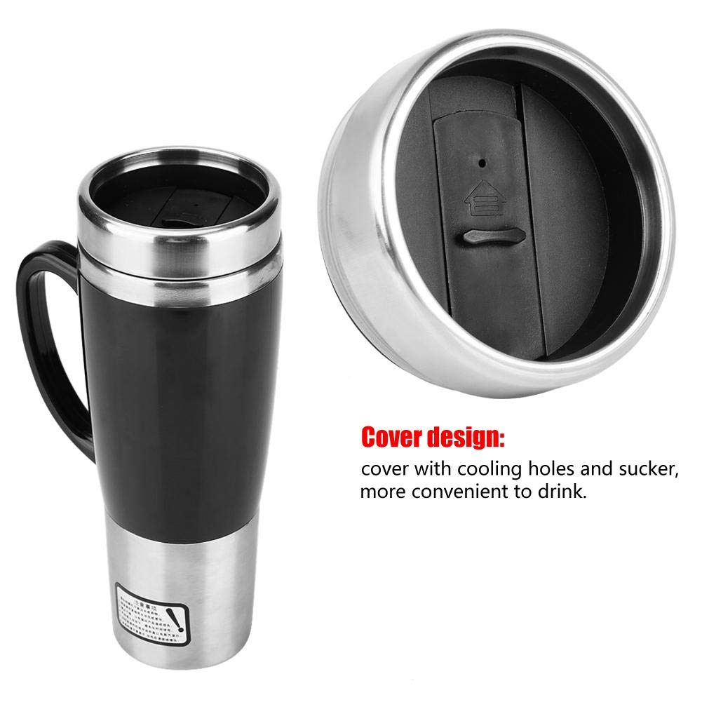 Taza Calefacción Eléctrica, Calentador Coche Portátil 450 ml, Botella Té Café Multifuncional para Conductores Viajeros Oficinistas en Carretera Camping