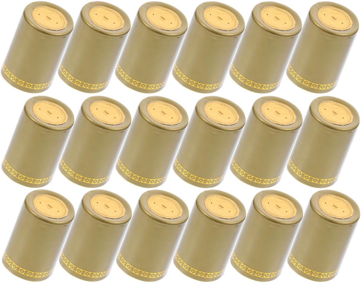 Toyvian 150pcs Gold Pvc Heat Shrink Wine Bottle Caps Sealing Sleeves with Pull Tab for Homebrew Wine Bottling