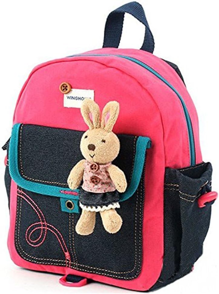 Kids Toddler Safety Harness Backpacks Anti Lost Cartoon Bear Leash Strap Shoulder Bag for 1-3 Years Old (Pink Bunny B)