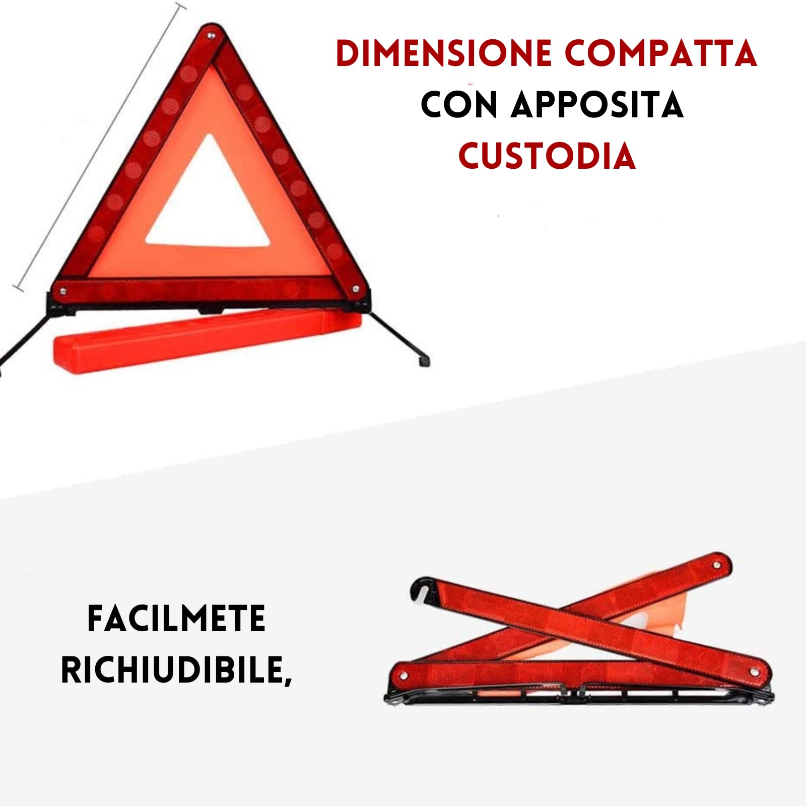 Triangolo Emergenza Auto Omologato - Confezione Da 2 - Riflessivo E Pieghevole Con Custodia - Foto 6