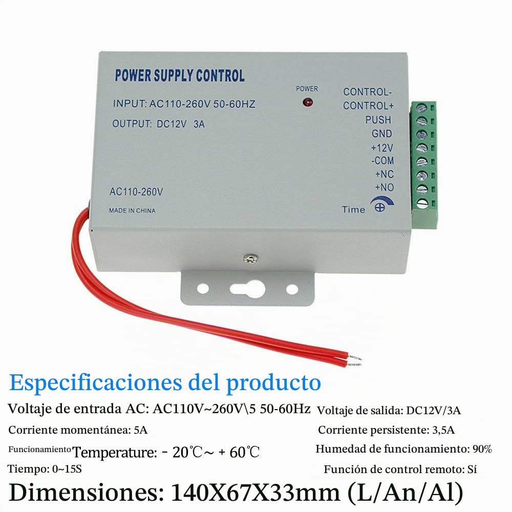 Kit de Seguridad para el Hogar con Control de Acceso de Puerta RFID con Teclado Independiente de 125KHz+Cerradura Eléctrica+Fuente de AlimentaciónKit de Cerradura Eléctrica NC