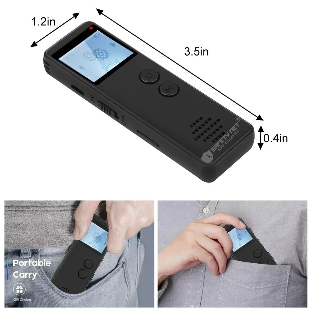 SAFETYNET Audio Recording WAV Player Noise Reduction Interview Business Online Meeting Working Time 10 Hours Support up to 32GB SD Card 1