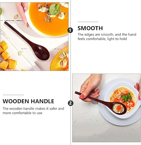 Miniatura 7 de Hemoton Cuchara japonesa de madera cucharas de sopa, cucharas de sopa, cucharas de sopa exquisitas cucharas de mezcla de café, cuchara pequeña mini