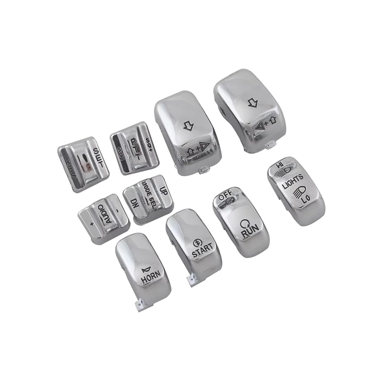 Chrome Hand Control Switch Housing Caps for Harley Touring Street/Electra Glide FLHT FLHTC FLHX 1996-2013 Motorcycle 10 pcs Hand Control Switch Housing Buttons Caps